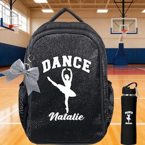 Personalized Glitter Black Ballet Backpack ,Custom Name Dancer Backpack, Kids Gift