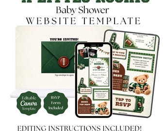 A Little Rookie Is on the Way Website Invitation | Football Baby Shower Invitation Canva Template | Sports Baby Shower