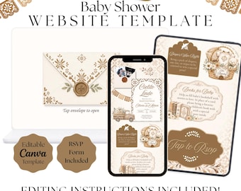 Cielito Lindo BabyShower Invitation Template | Talavera Baby Shower | Brown Neutral Canva Invite (Digital Download)