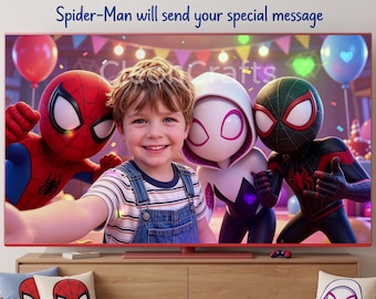 Messaggio video personalizzato di compleanno con gli amici di Spidey (download digitale)