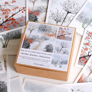 Box mit 12 kleinen Grußkarten - Winter Garden Kollektion