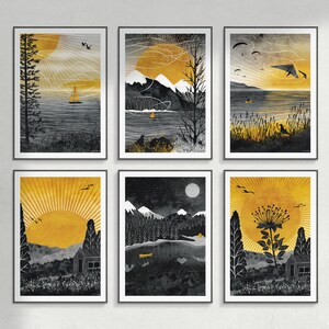 Home Art Print: A5, A4, A3, A2, A1 Journey Collection summer, sunshine, yellow, garden, meadow, shed, cabin image 8