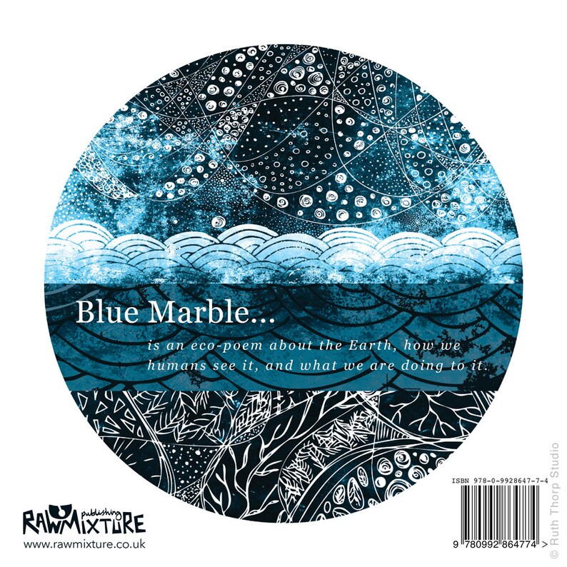 Blue Marble Illustrated Eco Poem by Steve Thorp. Illustrated Etsy