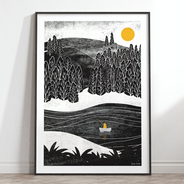 Gone Fishing Art Print: A4, A3, A2, A1