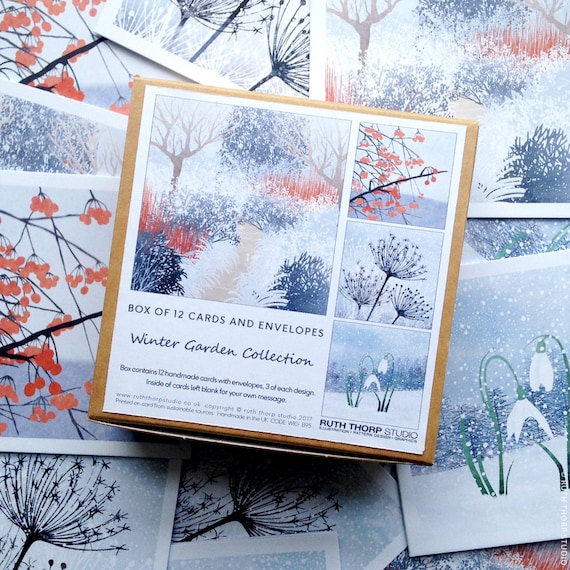 Box of 12 Small Cards - Winter Garden Collection
