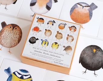 Box of 12 Small Notecards - Garden Birds Collection