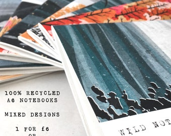 A6 Recycled Notebooks: mixed designs