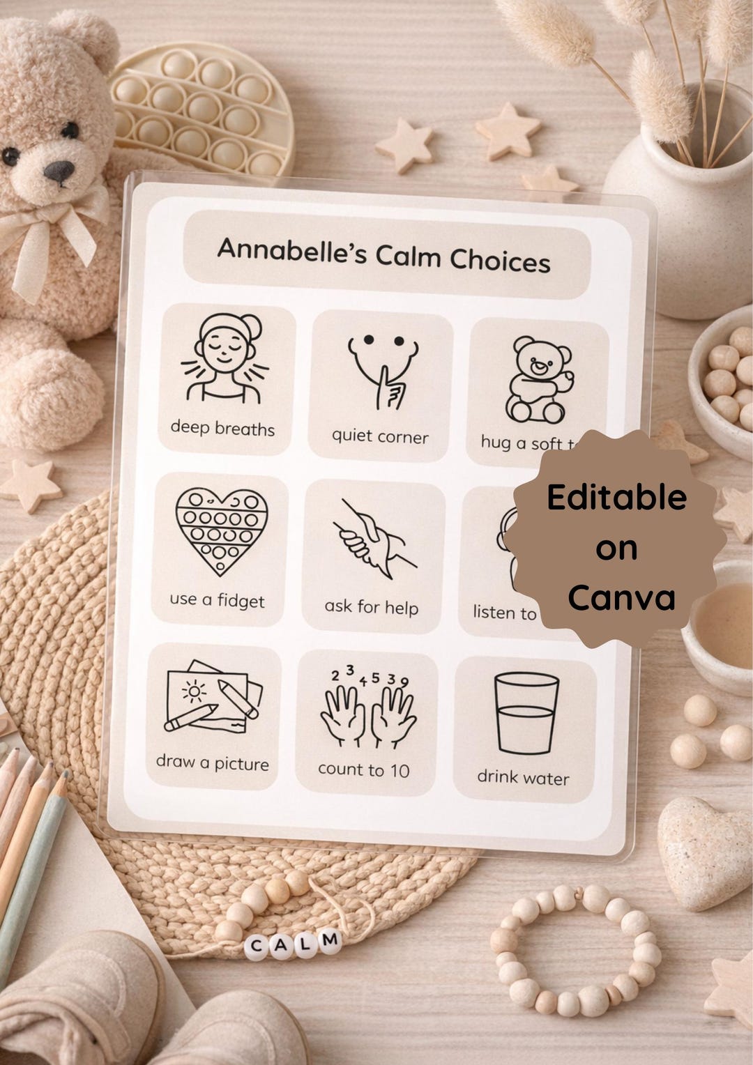 Pack of Visual Routine Calm Charts | Autism, ADHD (editable Canva PDF ...