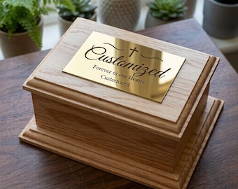 Urna cineraria in legno personalizzata, scatola commemorativa con incisione personalizzata.