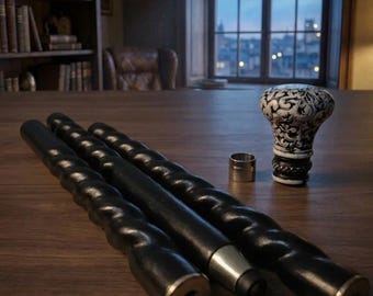 Gothic Skull Handle Walking Cane – Vintage Style Dark Academia Walking Stick