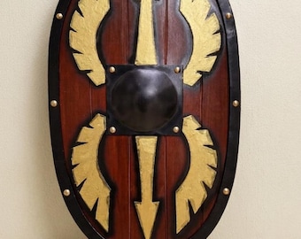 Roman Scutum Shield – Handcrafted Wooden Wall Decor, Ancient Warrior Armor Display