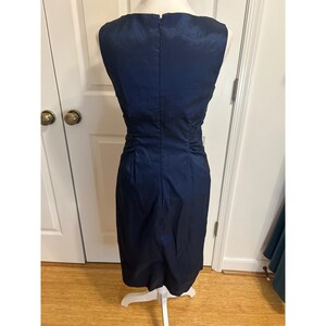 Adrianna Papell navy blue satin sz 8 glam event wedding guest dress MOB party image 4