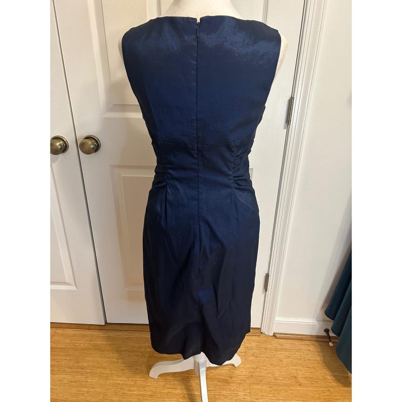 Adrianna Papell navy blue satin sz 8 glam event wedding guest dress MOB party image 4