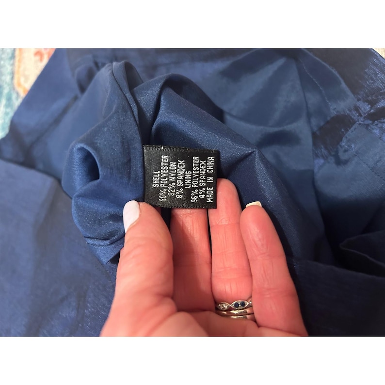 Adrianna Papell navy blue satin sz 8 glam event wedding guest dress MOB party image 8