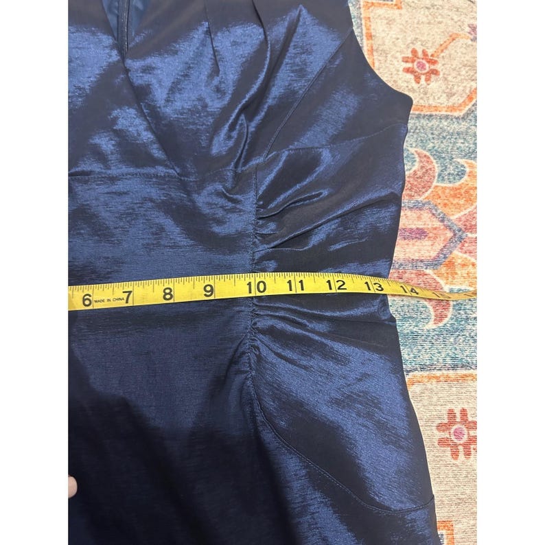 Adrianna Papell navy blue satin sz 8 glam event wedding guest dress MOB party image 10
