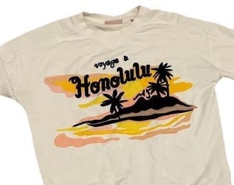 Scotch & Soda Honolulu Beach graphic retro feel Sweatshirt Tropical  small cream