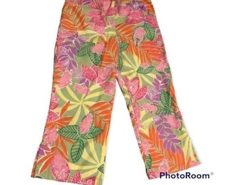 Pantalones de algodón con estampado de rana Bottoms Up de Lilly Pulitzer para niñas, talla 8, etiqueta blanca vintage