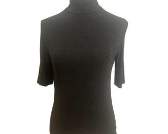 VTG Lauren Ralph Lauren mock neck grau halb ärmel Carolyn Bessette Kennedy top