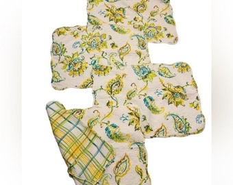 Cottage Butter gelbes Set aus 4 gesteppten Kissenbezügen mit ausgebogten Blumen