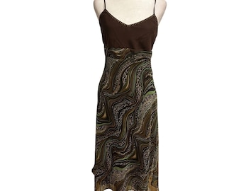 Babydoll Y2K Empire 10 Brown Green Slip dress fairy witchy grunge Midi Party