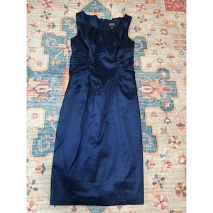 Adrianna Papell navy blue satin sz 8 glam event wedding guest dress MOB party image 6