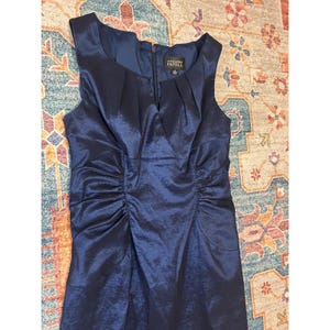 Adrianna Papell navy blue satin sz 8 glam event wedding guest dress MOB party image 5