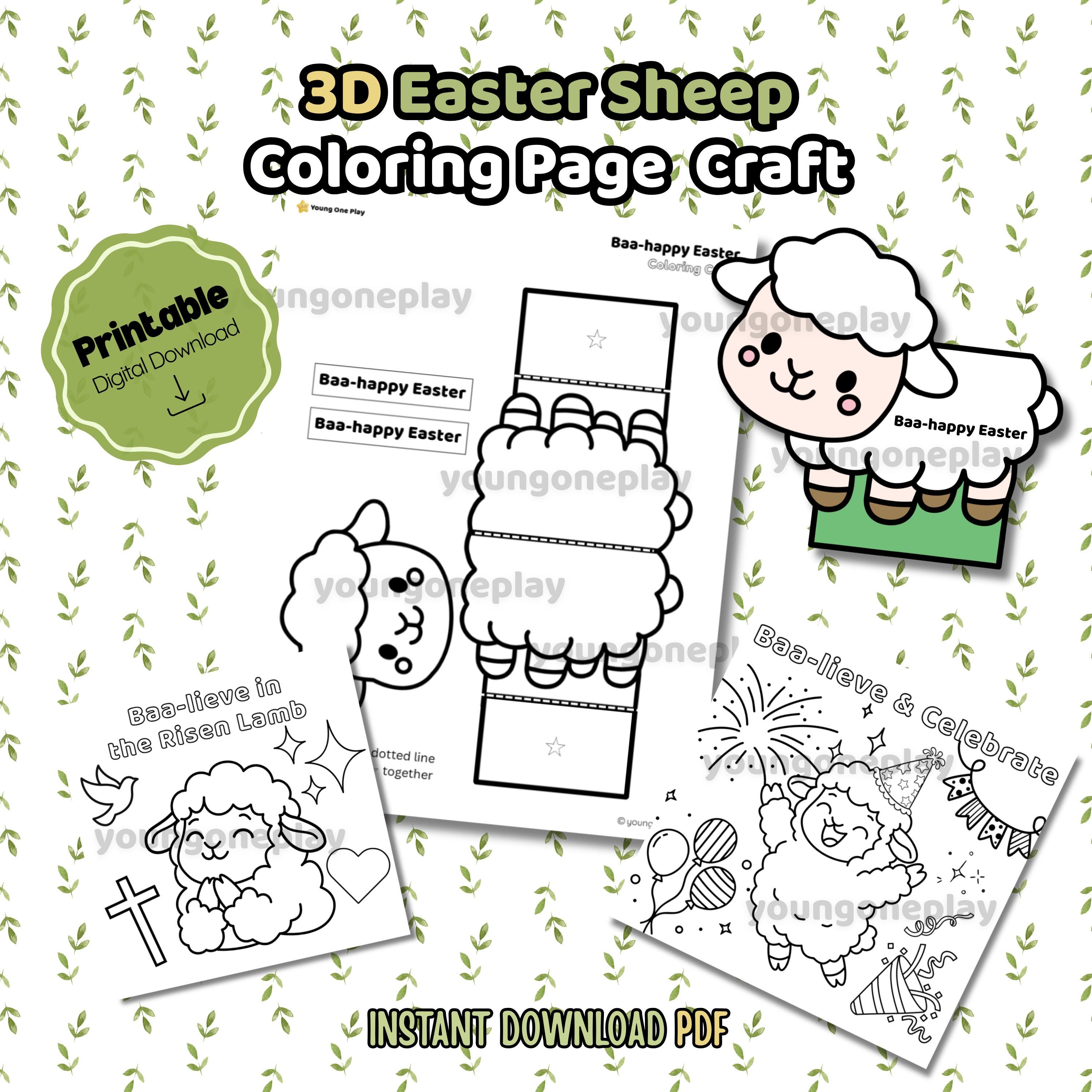 3D Easter Sheep Craft Printable He Is Risen Kids Craft Easter…