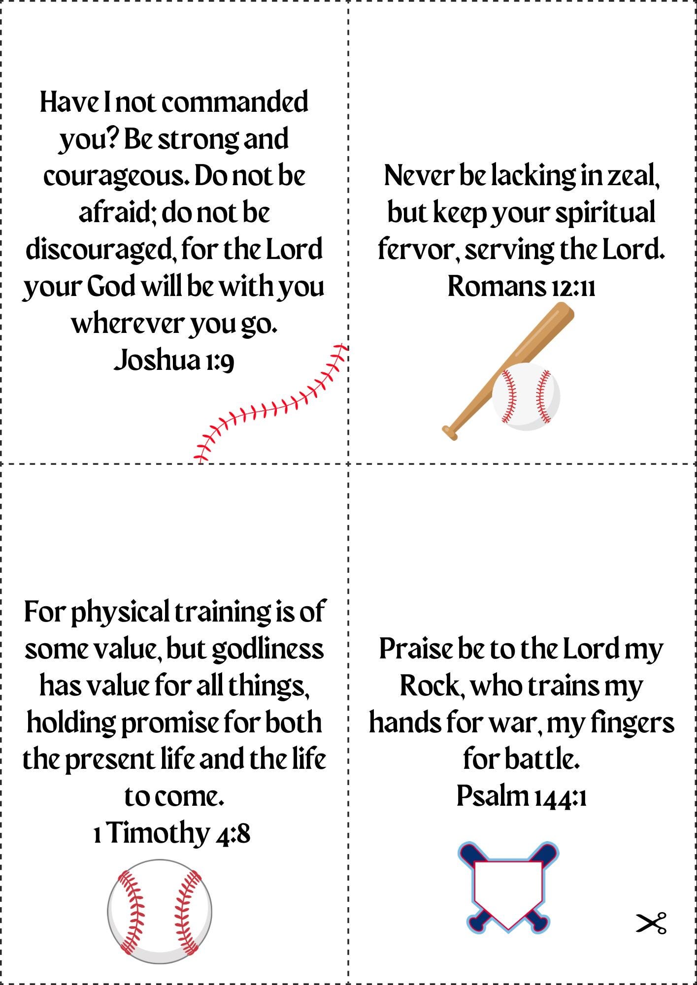 Christian Baseball Scripture Cards | Bible Verses for Athletes (digital ...