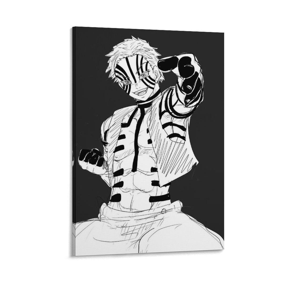 Anime Poster Demon Slayer Akaza Wall Art Picture Painting Poster Canvas ...