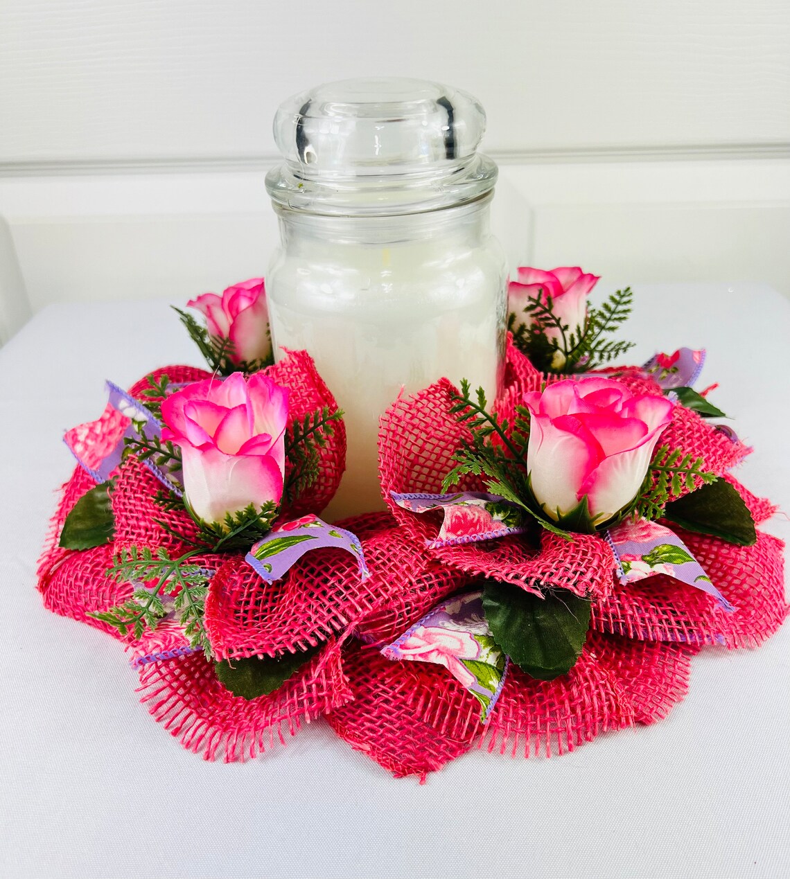 Candle Rings Candle Wreaths Pink Rose Candle Rings Holiday Etsy