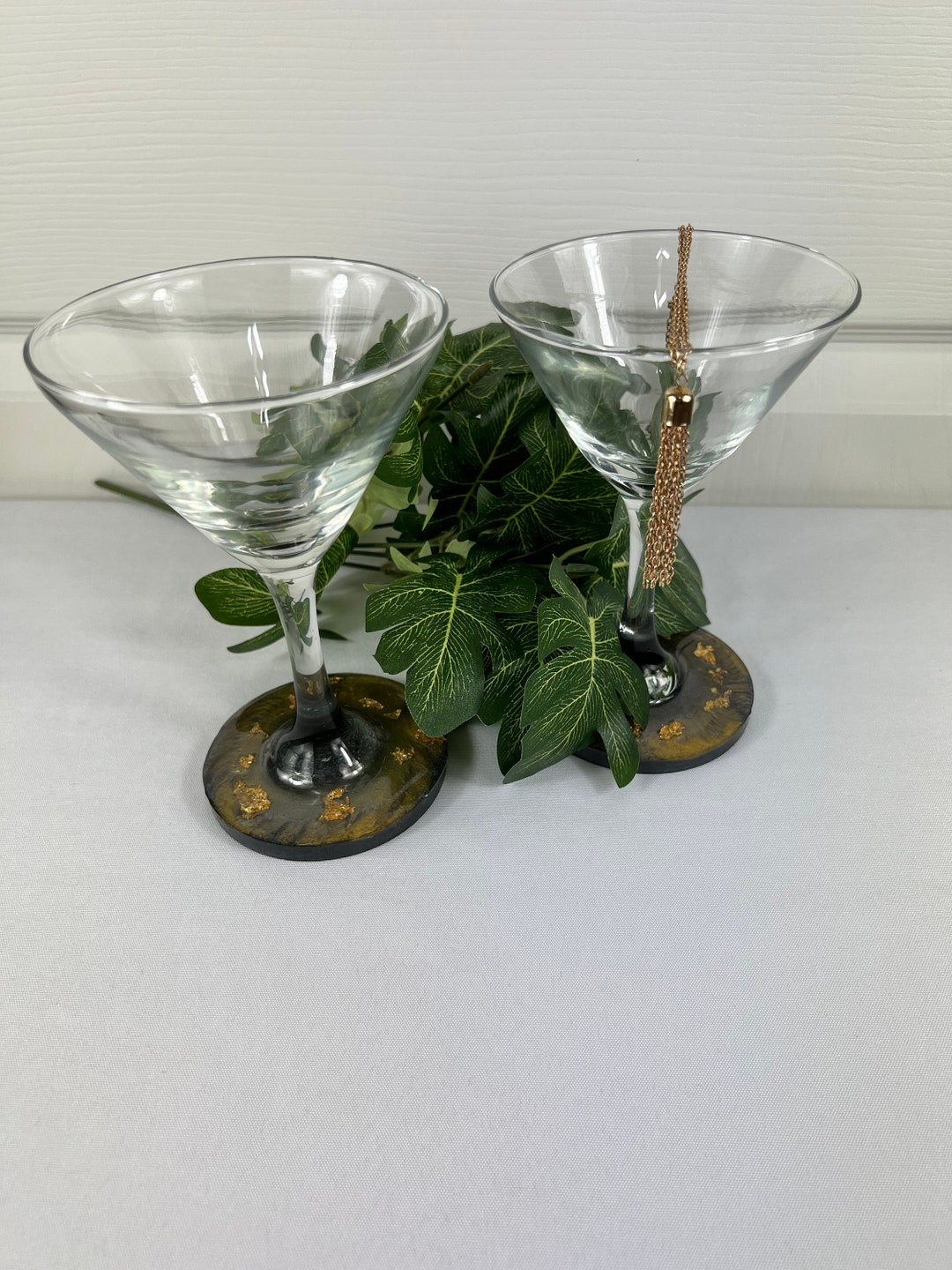 Martini Glasses Party Glasses Gold and Black Martini Glasses Etsy