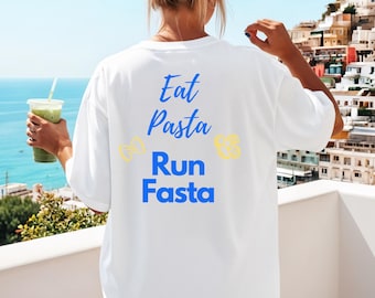 T-shirt Fasta Eat Pasta Run, t-shirt graphique drôle de coureur, t-shirt cadeau d'entraînement de marathon
