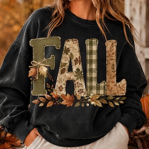 Fall PNG, Coquette Bow Varsity Letters, Plaid Patchwork Autumn png, T-shirt png, Retro Pumpkin Season Shirt, Cozy Vibes, Digital Download