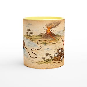 Searching for coffee / White 11oz Ceramic Mug with Color Inside Ceramic Yellow