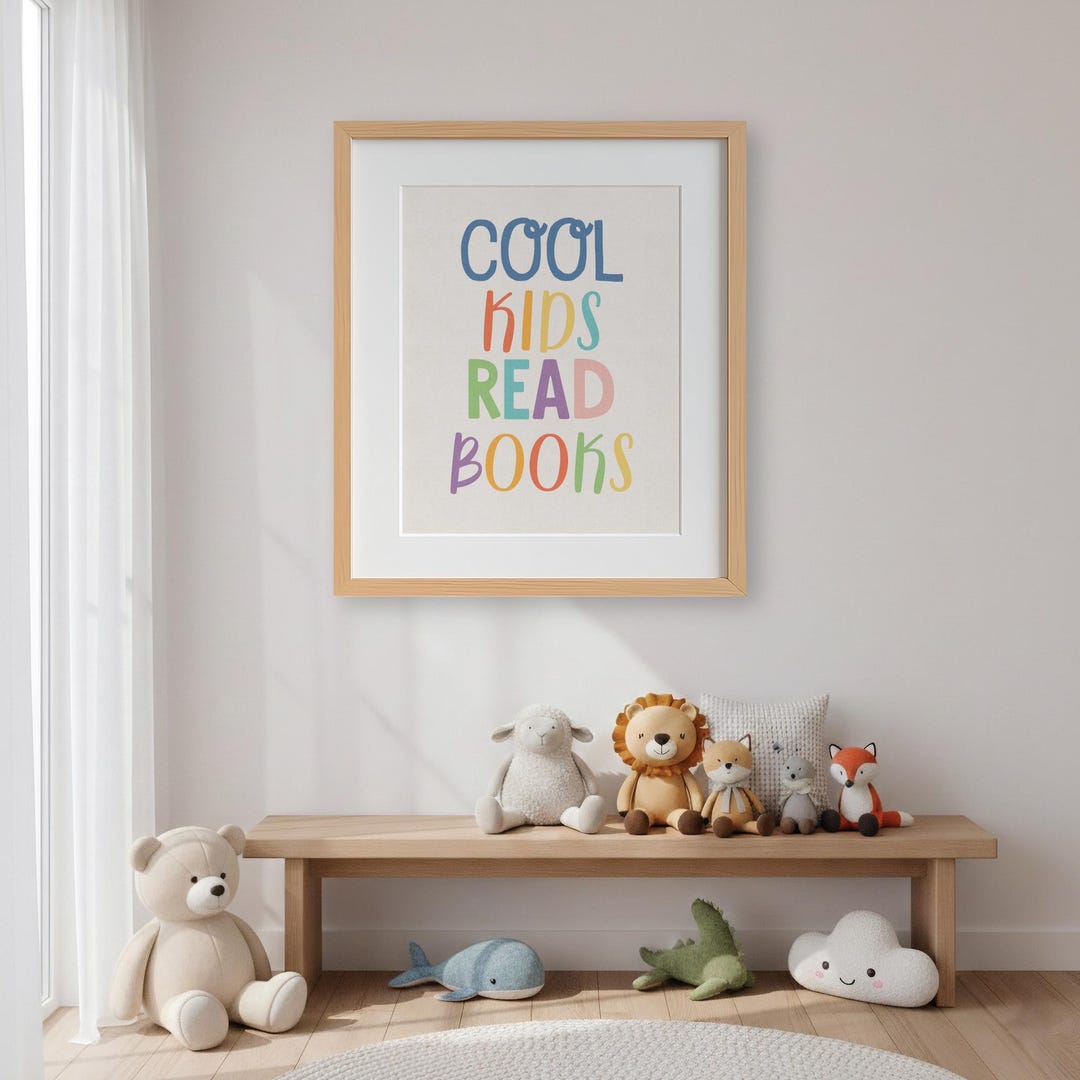 Cool Kids Read Books Wall Art Print – Colorful Reading Quote for Kids ...
