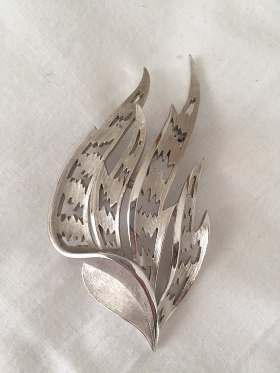 Trifari Brushed Silver Brooch