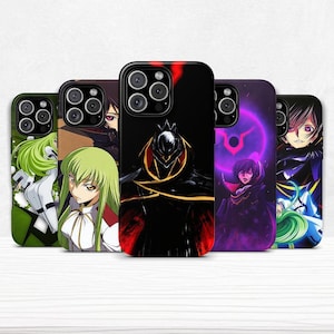 May include: A selection of phone cases showcasing anime-style character illustrations. The cases feature colourful designs of various characters, including a character in a black and gold outfit, and a character with green hair.