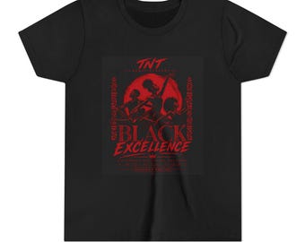Camiseta juvenil - Camiseta gráfica "Black Excellence" (Diseño de silueta roja)