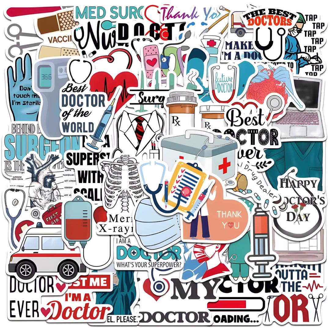 Doctor Loading Sticker 50 Pcs Doctor Stickers Pack, Medical Professional Decals for Laptops ...