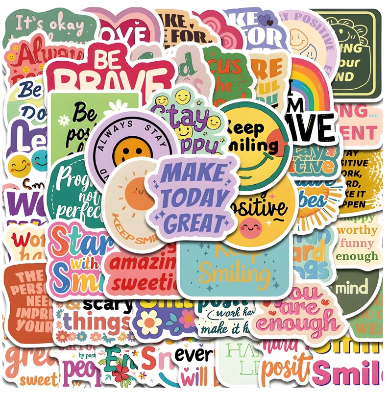 50pcs Positive Affirmation Sticker Pack, Mental Health Matters Decals ...