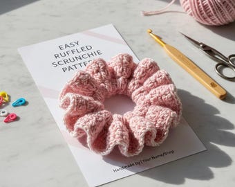 Beginner Crochet Ruffled Scrunchie Pattern | Easy DIY Hair Accessory (PDF Pattern)