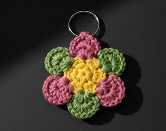 Crochet 5-Petal Flower Keychain Pattern | Beginner Friendly (PDF Pattern)