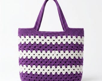 Crochet Granny Stitch Tote Bag Pattern | Beginner Market Bag (Digital Download)