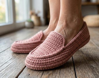 Cozy Loafer Slippers Crochet Pattern, Beginner House Shoes PDF Tutorial