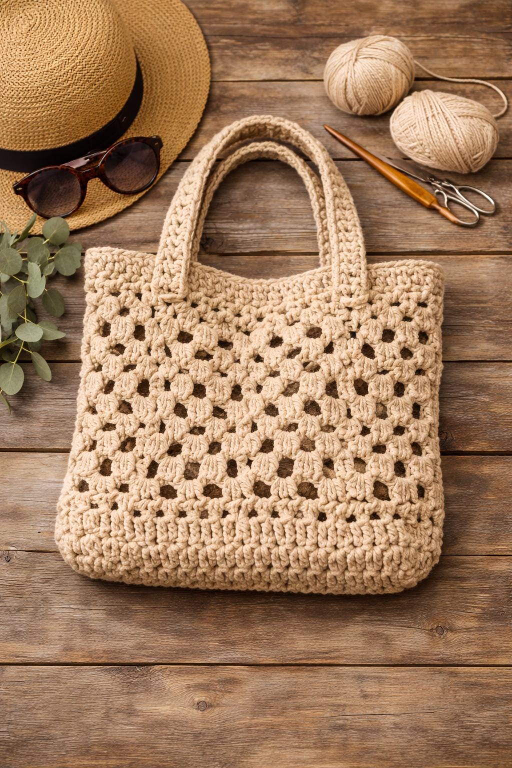 Easy Crochet Tote Bag Beginner Cotton Market