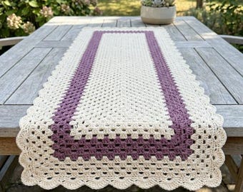 Granny Stitch Crochet Table Runner Pattern | Farmhouse Rectangular Table Decor (PDF Download)