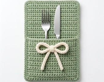 Crochet Cutlery Holder Pattern | Easy Silverware Pocket |Beginner Table Setting Decor |DIY Dinner Party Utensil Holder | Mesh Flatware Cozy