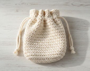 Beginner Crochet Drawstring Pouch Pattern – Mini Bag, Printable PDF