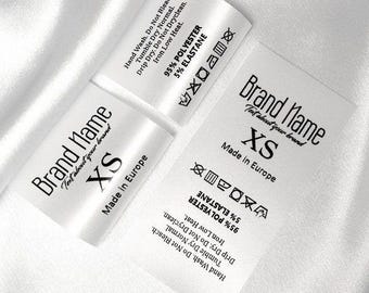 Individuell genähte Markenlabel aus Satin - Personalisierte Logo-Kleidungsanhänger