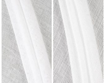 White Sheer Curtains. Custom Size Drapes. Textured Drapery for Scandinavian, Boho, Modern, Minimalist Living, Kitchen, Bathroom, Bedroom.